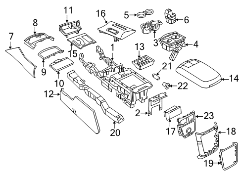 2013 Dodge Charger Console Liner-Console Cup Holder Diagram for 68137444AA