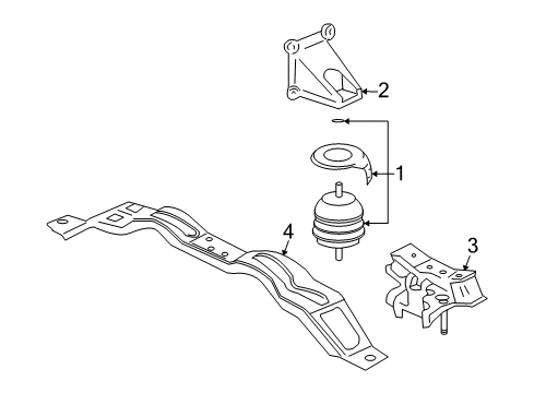 2004 Cadillac CTS Engine & Trans Mounting Transmission Support Diagram for 25741437