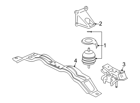 2004 Cadillac CTS Engine & Trans Mounting Bracket-Trans Rear Mount Diagram for 25685002