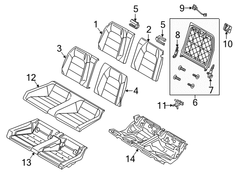 2017 Ford Mustang Rear Seat Components Seat Back Pad Diagram for FR3Z-6366800-A