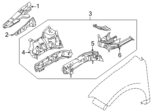 2013 Lincoln MKX Structural Components & Rails Lower Rail Diagram for BT4Z-7810008-B
