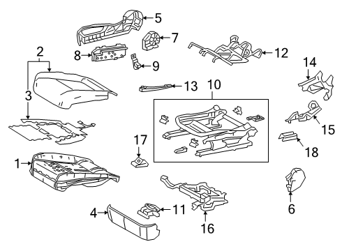 2021 Lexus UX250h Passenger Seat Components Shield, FR Seat CUSH Diagram for 71811-76110-C0