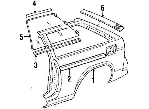 1987 Toyota Tercel Quarter Panel & Components Cylinder & Keys Diagram for 69058-16120