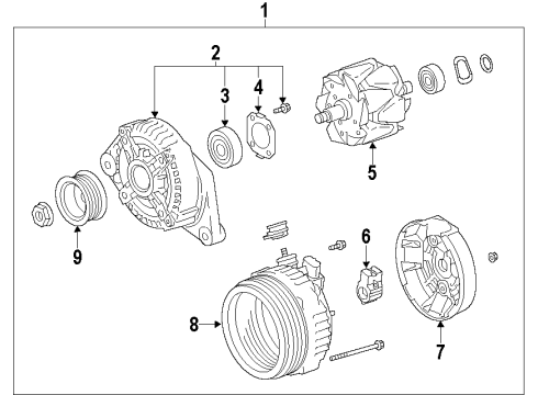 2010 Lexus LS460 Alternator PULLEY, ALTERNATOR Diagram for 27411-50030