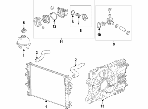 2020 Buick Regal TourX Cooling System, Radiator, Water Pump, Cooling Fan Fan Module Diagram for 84702876