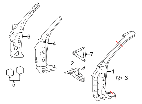 2019 Lexus IS300 Hinge Pillar GUSSET Sub-Assembly, Front Diagram for 61015-53030