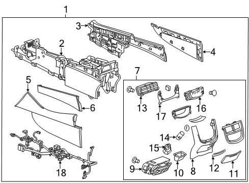 2016 Cadillac CTS Center Console Rear Compartment Diagram for 23355053