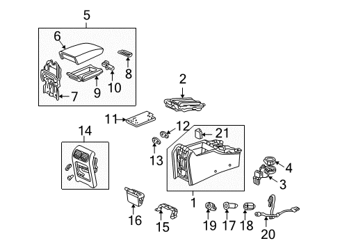 2003 Acura CL Center Console Garnish, Rear Console (Graphite Black) Diagram for 83403-S3M-A00ZB