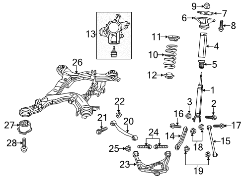 2015 Jeep Grand Cherokee Rear Suspension, Lower Control Arm, Ride Control, Stabilizer Bar, Torque Arm, Suspension Components ABSORBER-Suspension Diagram for 68384336AC