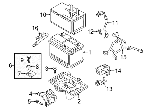 2017 Hyundai Tucson Battery Tray Assembly-Battery Diagram for 37150-D3200