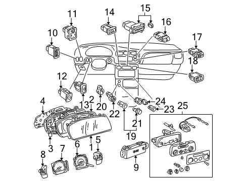 2002 Toyota Sienna A/C & Heater Control Units Gauge Sub-Assy, Water Temperature Receiver Diagram for 83883-08070