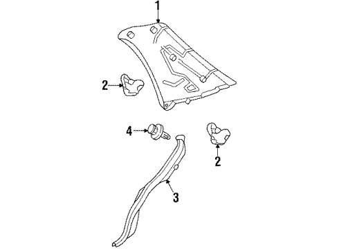 1997 Ford Escort Interior Trim - Quarter Panels Quarter Trim Panel Diagram for XS4Z5452018AAC