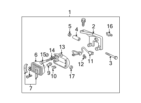 1997 GMC C2500 Fog Lamps Composite Assembly Diagram for 11513798