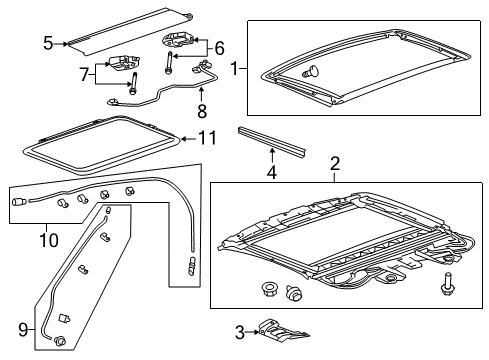 2013 Cadillac CTS Sunroof Sunroof Trim Diagram for 20969650