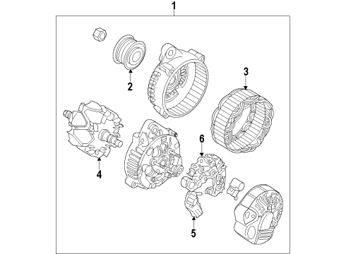 2011 Hyundai Santa Fe Alternator Generator Assembly Diagram for 37300-3C510