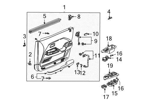 2005 Honda Pilot Rear Door Lens (Donnelly) Diagram for 34261-SV1-A01