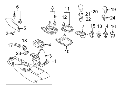 2012 Nissan 370Z Switches Cup Holder Assembly Diagram for 68430-6GE0A