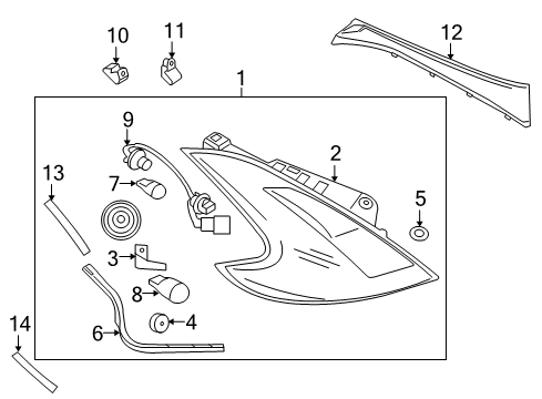2012 Nissan 370Z Bulbs Lamp Assembly-Rear Combination LH Diagram for 26555-1EA6A