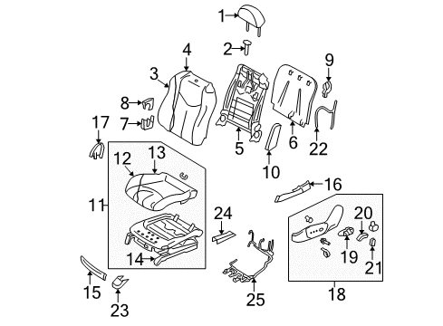 2009 Infiniti G37 Driver Seat Components Wire Assembly-Rec D Diagram for 87141-JL00A