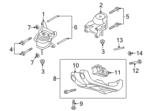 2022 Lincoln Aviator Engine & Trans Mounting Mount Diagram for L1MZ-6068-G