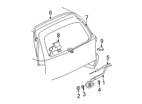 2000 GMC Yukon Wiper & Washer Components Wiper Arm Diagram for 15711688