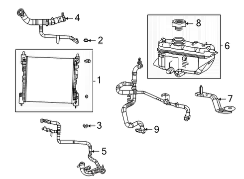 2021 Jeep Grand Cherokee L Radiator & Components COOLANT BOTTLE SUPPLY Diagram for 68380295AC