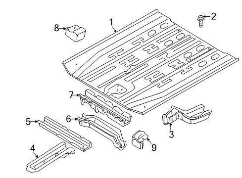 2002 Nissan Quest Pillars, Rocker & Floor - Floor & Rails Floor Front Diagram for 74300-2Z335