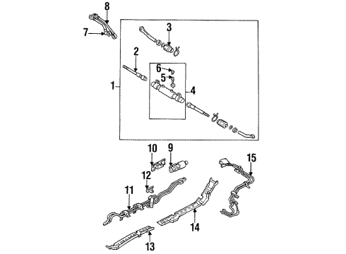 1994 Infiniti Q45 Rear Steering Components Power Steering Tube Assembly Diagram for 49711-63U10