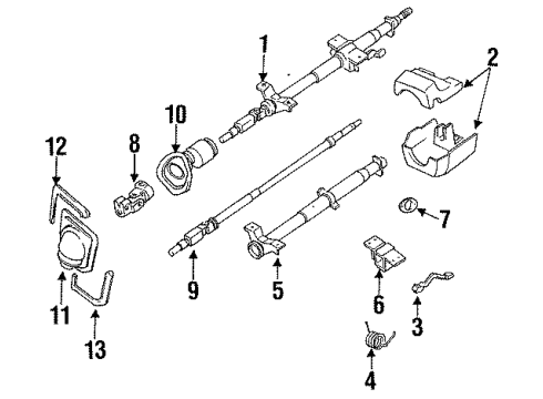 1992 Nissan Sentra Steering Column, Steering Wheel & Trim, Housing & Components, Shaft & Internal Components, Shroud, Switches & Levers Shaft Assy-Steering Column, Lower Diagram for 48820-64Y10