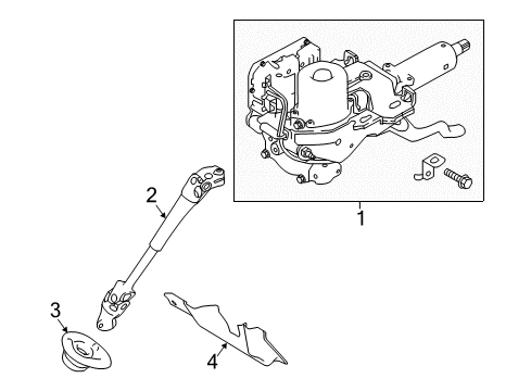 2022 Nissan Rogue Sport Steering Column & Wheel, Steering Gear & Linkage Cover-Column Hole Diagram for 48950-4BA0B