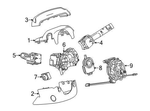 2016 Cadillac XTS Shroud, Switches & Levers Upper Column Cover Diagram for 20995409