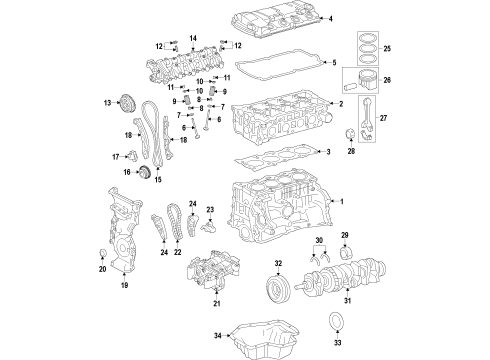 2018 Mitsubishi Outlander Engine Parts, Mounts, Cylinder Head & Valves, Camshaft & Timing, Variable Valve Timing, Oil Pan, Balance Shafts, Crankshaft & Bearings, Pistons, Rings & Bearings Plate-CRANKSHAFT Thrust Diagram for MN176556