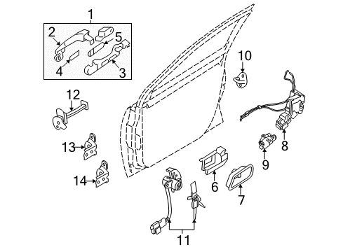 2007 Hyundai Accent Front Door Latch & ACTUATOR Assembly-Front Door O Diagram for 81320-1E220
