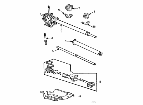 1987 Honda Prelude Steering Gear & Linkage Cushion A, Power Steering Rack Diagram for 53435-SB0-953