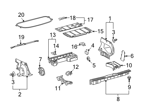 2011 Toyota Matrix Interior Trim - Rear Body Luggage Compart Diagram for 64421-02010