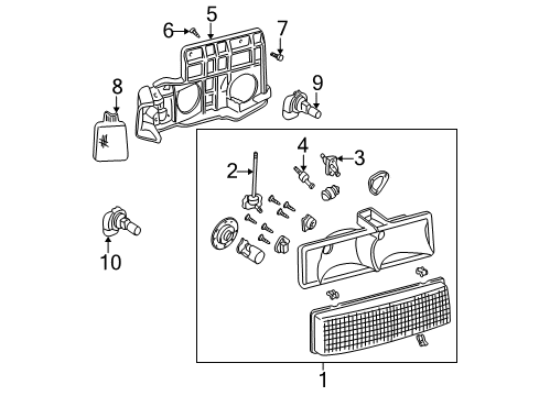 1998 Chevrolet Astro Headlamps Composite Assembly Diagram for 16524092