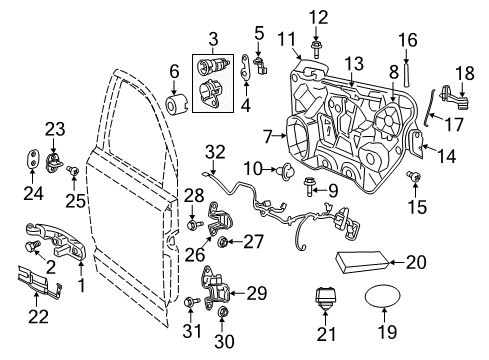 2012 Dodge Journey Front Door - Lock & Hardware Bumper-Door Diagram for 5160047AB