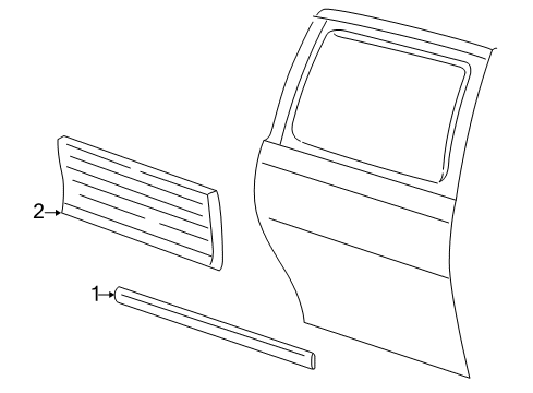 2007 Mercury Monterey Exterior Trim - Side Loading Door Body Side Molding Diagram for 5F2Z-1725556-APTM