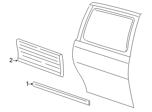 2007 Mercury Monterey Exterior Trim - Side Loading Door Body Side Molding Diagram for 5F2Z-1725557-APTM