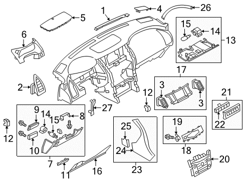 2015 Infiniti QX80 Cluster & Switches, Instrument Panel FINISHER-Instrument Center, RH Diagram for 68420-3ZE0A
