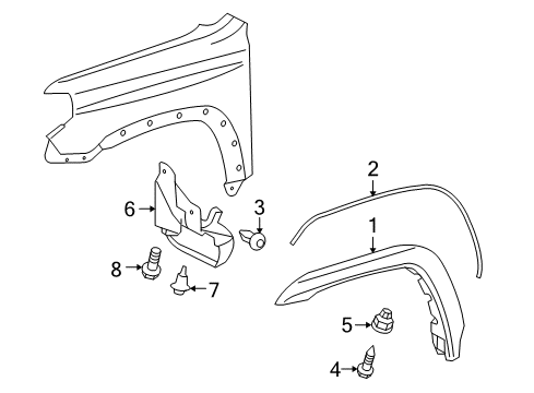 2012 Toyota 4Runner Exterior Trim - Fender Mud Guard Diagram for 76603-35050