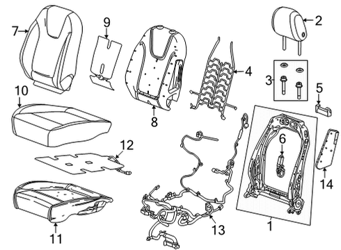 2021 Buick Encore GX Power Seats Seat Back Cover Diagram for 42746047