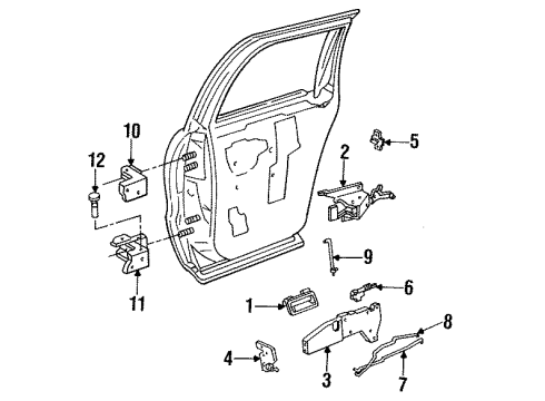 1995 Cadillac Fleetwood Front Door Rod S/A - Inside Handle Locking Diagram for 16620253