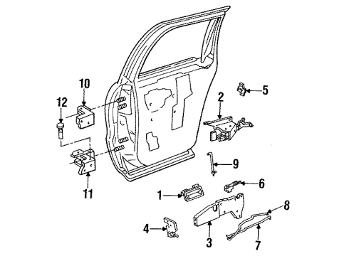 1994 Cadillac Fleetwood Front Door Module Asm-Rear Side Door Locking System Diagram for 16624905