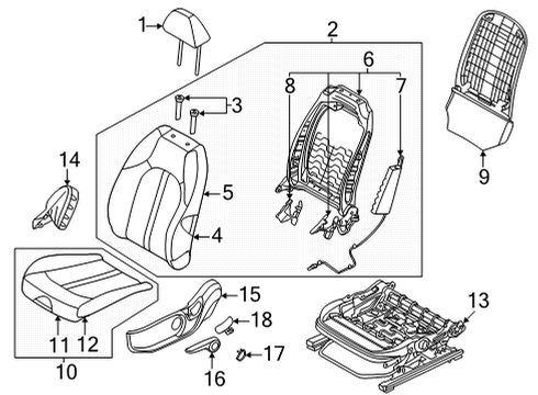 2021 Kia K5 Driver Seat Components Front Back Covering Assembly Diagram for 88360L3000HS1