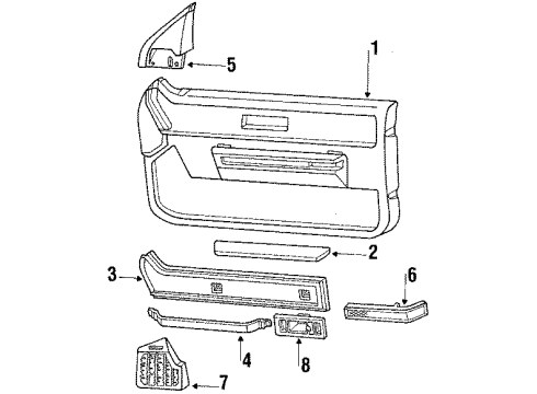 1986 Buick Skylark Interior Trim Panel-Trim Finish Quarter Lower & Rear Garnish *Saphire V/Dark Diagram for 20701073