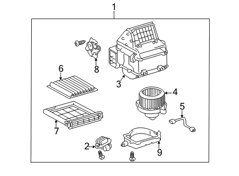 2003 Toyota Prius Blower Motor & Fan Damper Servo Sub-Assembly(For Recirculation) Diagram for 87106-47070