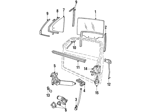 1984 Ford Thunderbird Glass - Door Handle Diagram for E3FZ5822404A