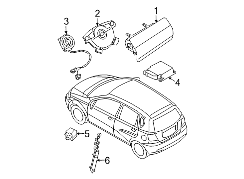 2005 Chevrolet Aveo Air Bag Components Coil Asm, Steering Wheel Airbag(W/Accessory Contact)<Use 1A2R 0055A> Diagram for 96486299