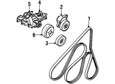 1993 Ford Ranger Water Pump, Belts & Pulleys Serpentine Tensioner Diagram for FO9Z-6B209-B